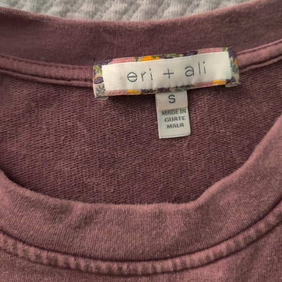 Anthropologie Erin + Ali Scalloped Trim Acid Wash Pullover - Picture 3 of 11